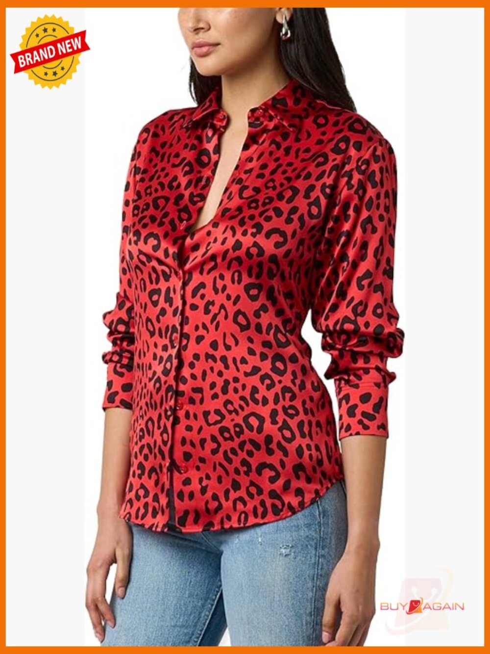Silk Button Down Shirt Long Sleeve Collared Regular Fit Blouse